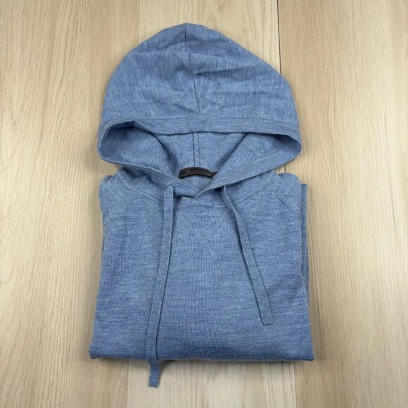 G/Fore Mens Blue Pure Wool Hooded Elbow Patches Comfy Pullover Hoodie Size 2XL - Picture 1 of 11